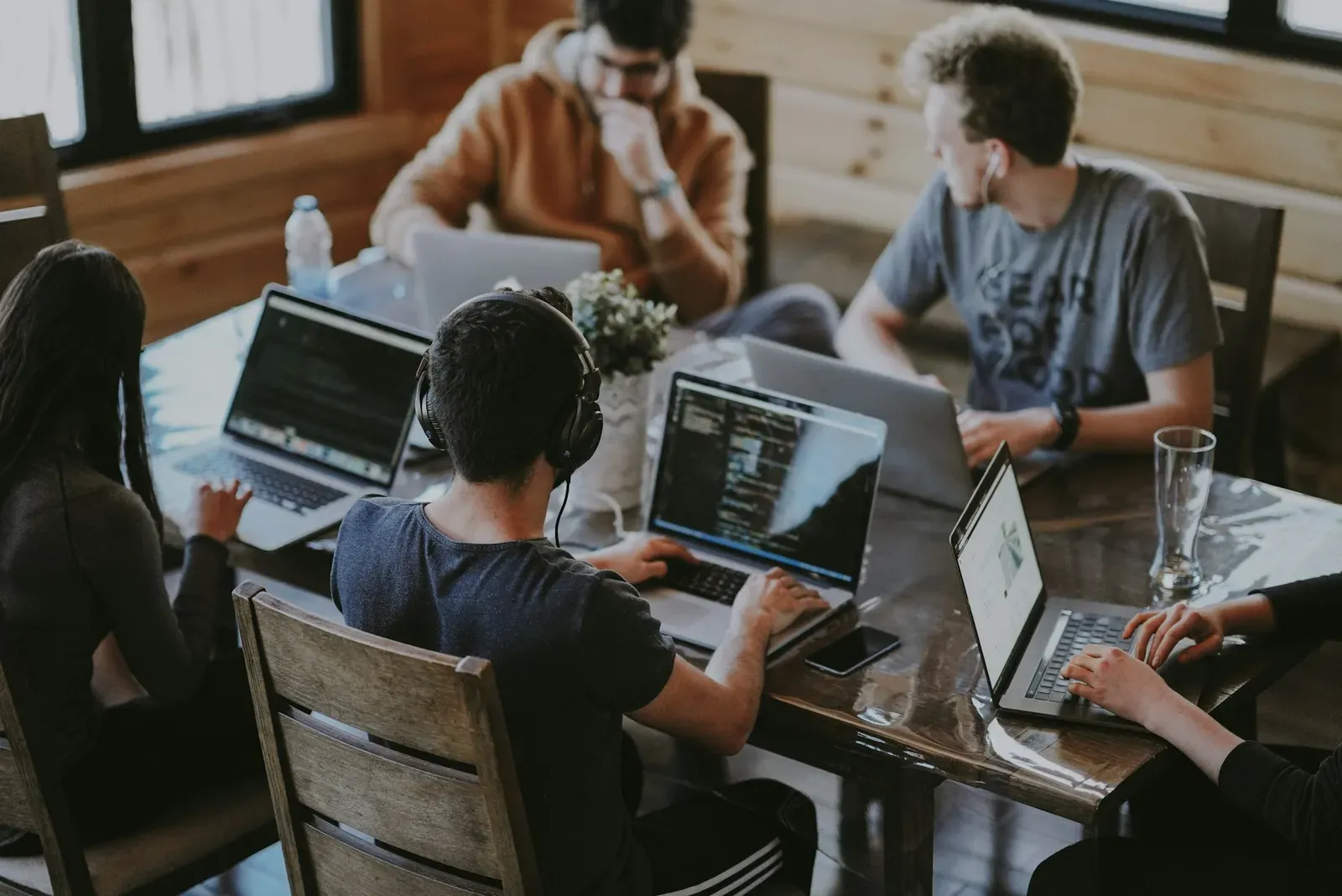 A team working together in a bright room